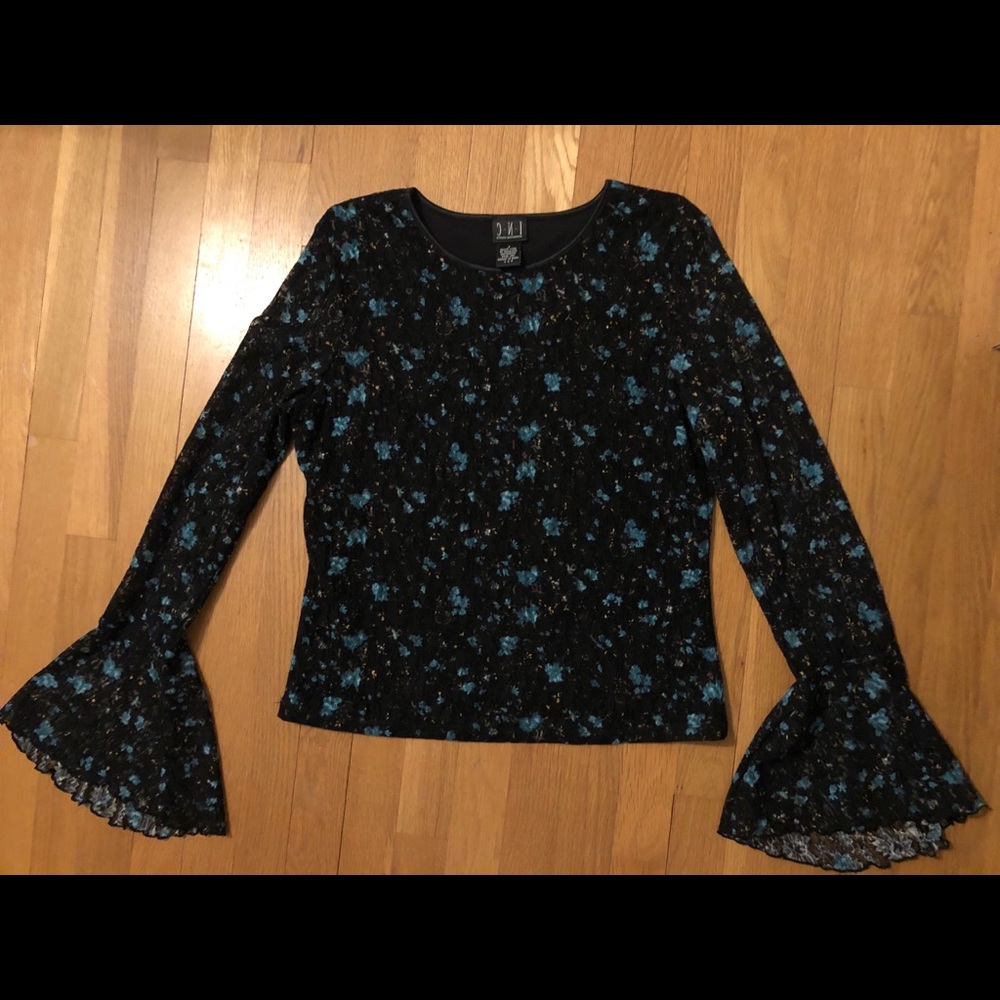 INC Vintage Lace Top with Bell Sleeves
